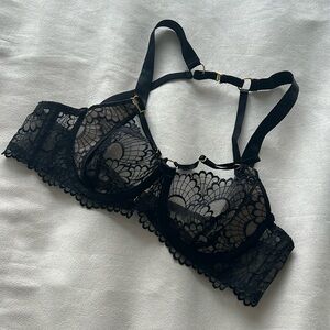 Rare! Bordelle Sensu balconette wire bra in black, small (30D, 32C or 34B)
